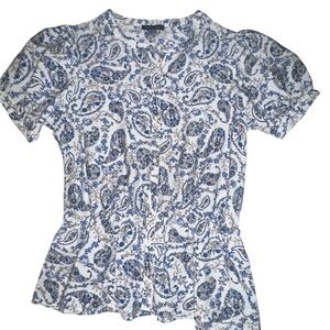 Tommy Hilfiger White and Blue Paisley Blouse